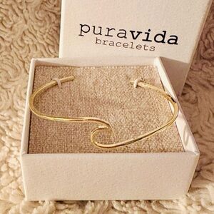 PURA VIDA Gold Wave Cuff One Size Bracelet NEW